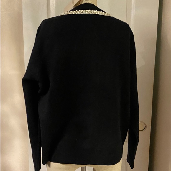 Sioni Black Cardigan with pearls and Stinson buttons Cream Accents - Picture 7 of 9